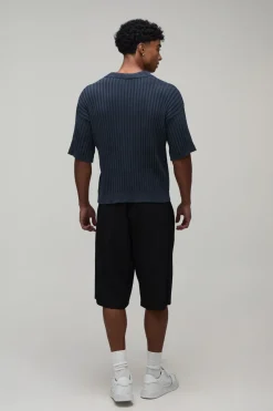 boohooMAN Polo Maille Côtelée Ajustée Délavage Acide<Homme Polos|Maille