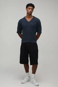boohooMAN Polo Maille Côtelée Ajustée Délavage Acide<Homme Polos|Maille