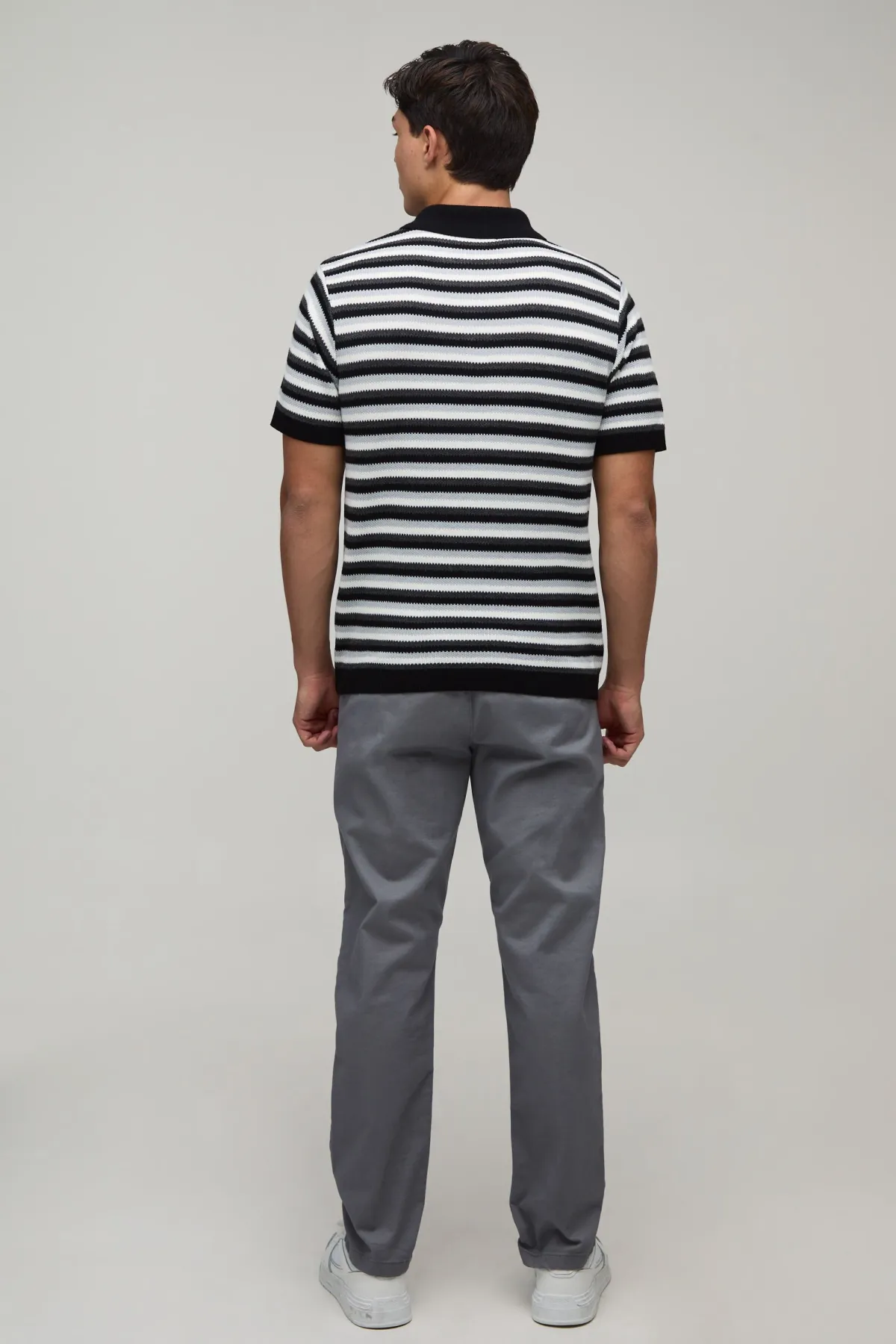 boohooMAN Polo Maille Rayé Coupe Regular À Fermeture 1/4 Zip<Homme Polos|Maille