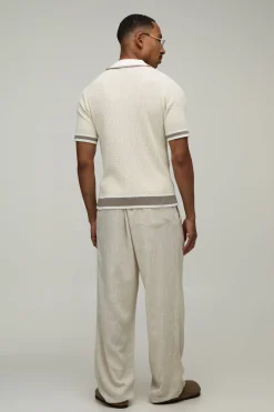 Polo Maille Torsadée Brodée Coupe Ample Homme
