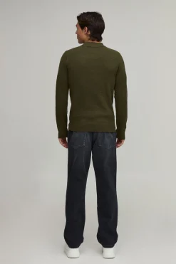 Polo Manche Longue Tricoté Doux Coupe Ajustée Avec Zip 1/4