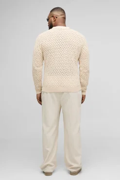 boohooMAN Polo à manches longues en crochet surdimensionné<Homme Tout Afficher|Maille
