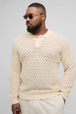 boohooMAN Polo à manches longues en crochet surdimensionné<Homme Tout Afficher|Maille