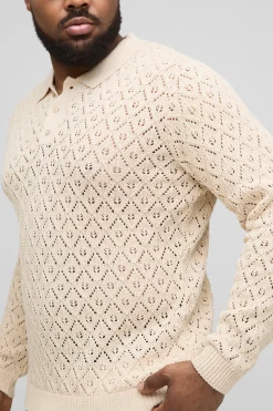 boohooMAN Polo à manches longues en crochet surdimensionné<Homme Tout Afficher|Maille