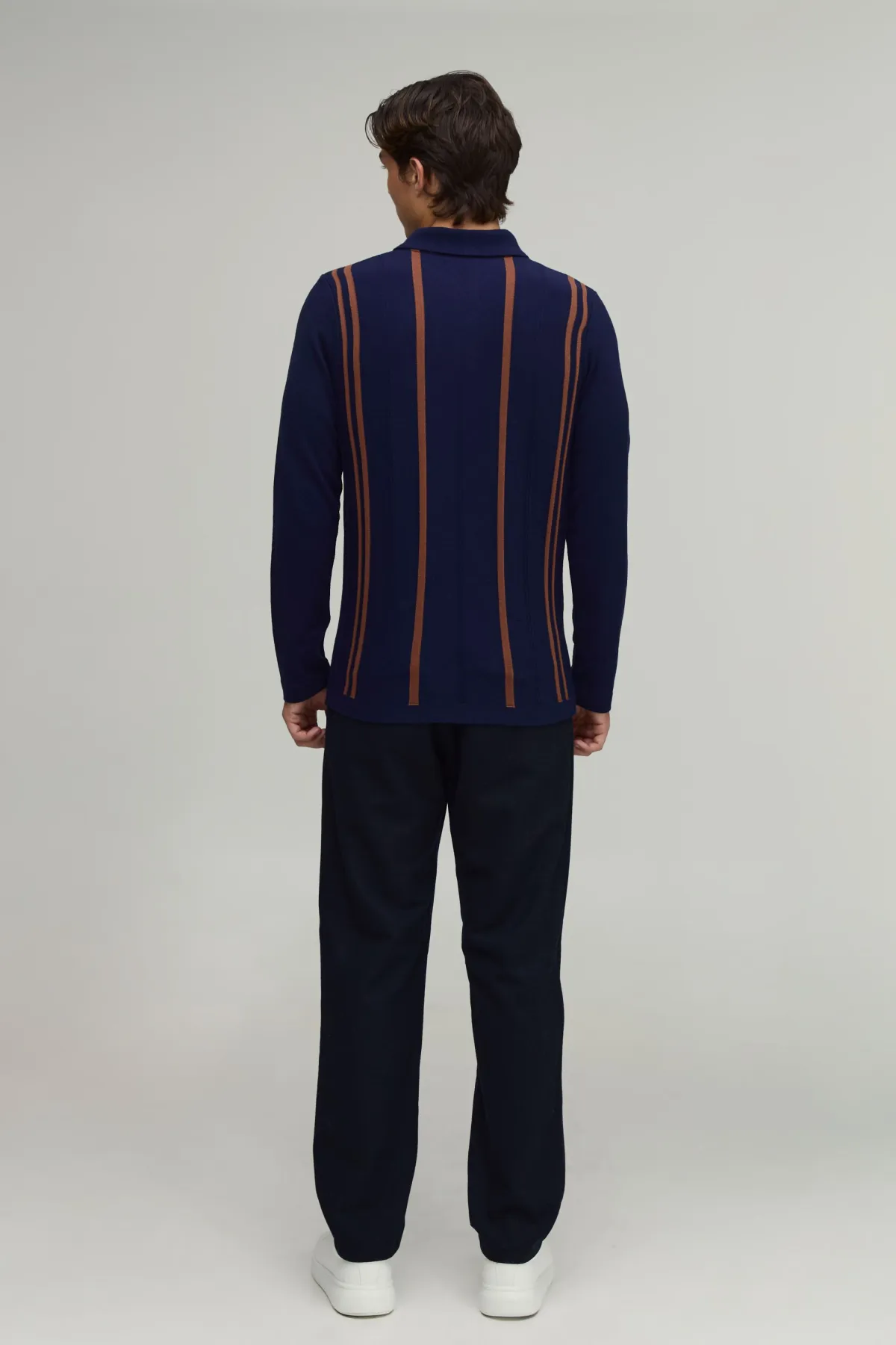 boohooMAN Polo À Manches Longues En Maille Rayée Coupe Regular<Homme Polos|Maille