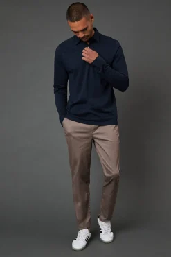 Polo Manches Longues Jersey Chic Bleu Marine