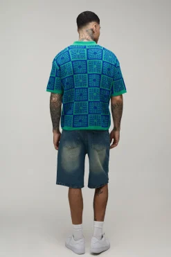 Polo Oversize Ample En Maille Tapisserie Crochet Pour Grand