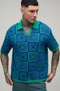 Polo Oversize Ample En Maille Tapisserie Crochet Pour Grand