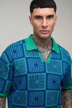 Polo Oversize Ample En Maille Tapisserie Crochet Pour Grand