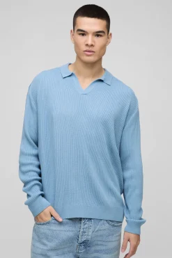 boohooMAN Polo oversize côtelé<Homme Polos|Maille