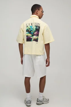 Polo Oversize À Manches Courtes En Popeline Rayée