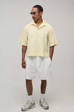 Polo Oversize À Manches Courtes En Popeline Rayée