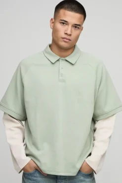 Polo Oversize Premium en Interlock à fausse manche