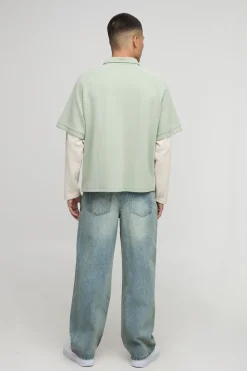 Polo Oversize Premium en Interlock à fausse manche