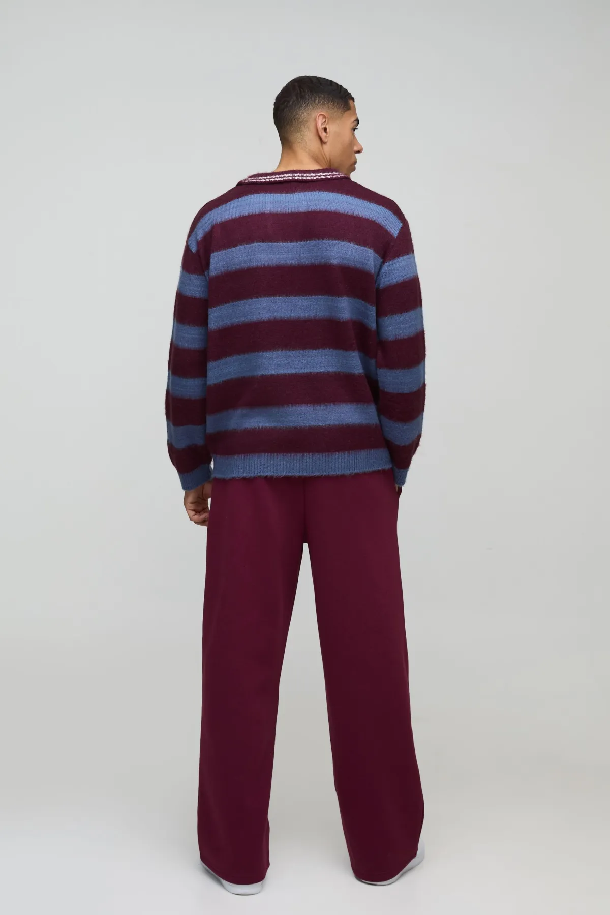 boohooMAN Polo oversize rayé à col V<Homme Polos|Maille