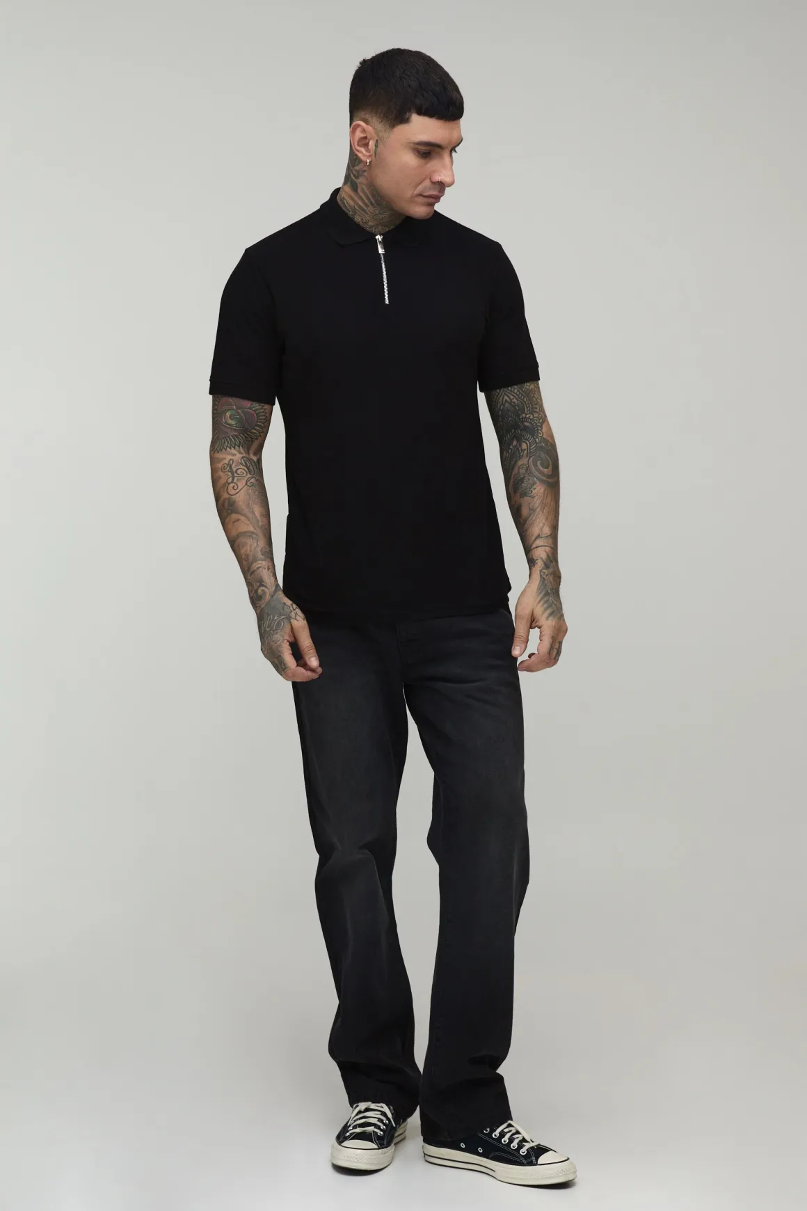 Polo Piqué Ajusté Tall Avec Zip 1/4