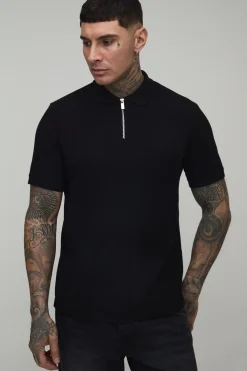 Polo Piqué Ajusté Tall Avec Zip 1/4