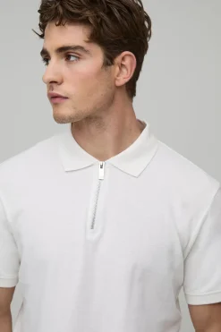 Polo Piqué Coupe Ajustée Col Zippé 1/4