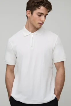 Polo Piqué Coupe Ajustée Col Zippé 1/4