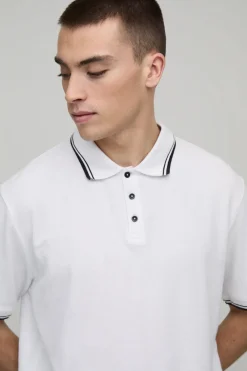boohooMAN Polo Piqué Coupe Regular avec Liserés<Homme Polos|Tout Afficher