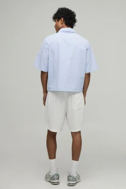 boohooMAN Polo Popeline À Carreaux Col V Coupe Ample Oversize<Homme Polos