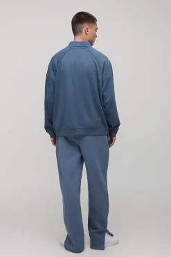 boohooMAN Polo premium oversize sans patte, en interlock, à manches raglan<Homme Polos