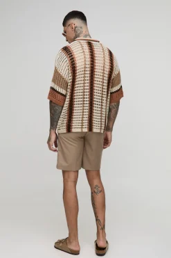 boohooMAN Polo à rayures boxy oversize en maille ouverte pour grande taille<Homme Polos|Tout Afficher