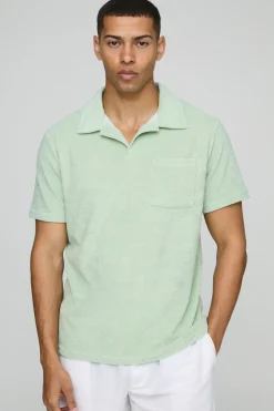 Polo Revere en tissu éponge avec détail de poche régulier