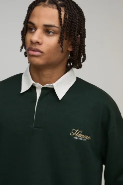 boohooMAN Polo Rugby Bouclette Oversize Homme<Homme Polos