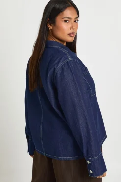 Polo Rugby à Col en Denim Grande Taille