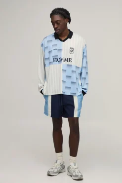 boohooMAN Polo Rugby Imprimé Homme Oversize<Homme Polos