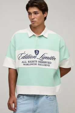 Polo Rugby Interlock Brodé À Manches Mi-longues Coupe Oversize