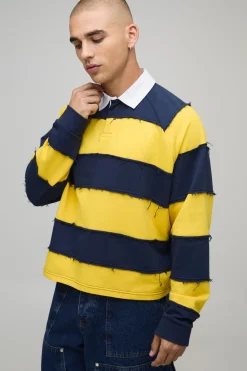 boohooMAN Polo Rugby Manches Longues Oversize Rétréci Vieilli<Homme Polos