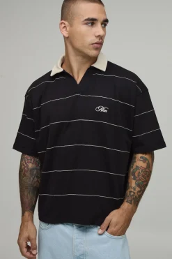 Polo Rugby Oversize Ample Broderie Chaînette Script Man
