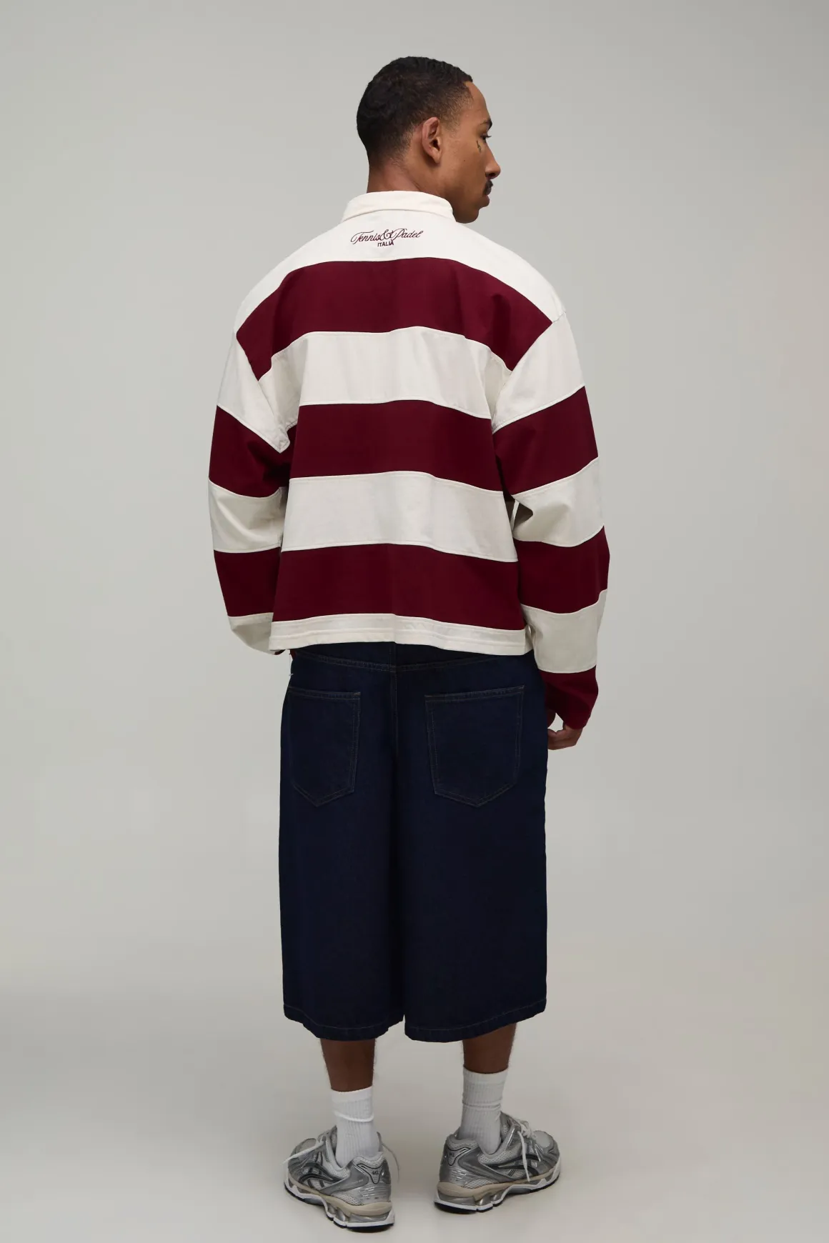 Polo Rugby Oversize Ample À Manches Longues Rayures Italia