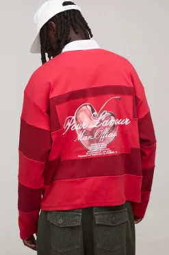 boohooMAN Polo Rugby Oversize Boxy à Imprimé Cœurs<Homme Polos