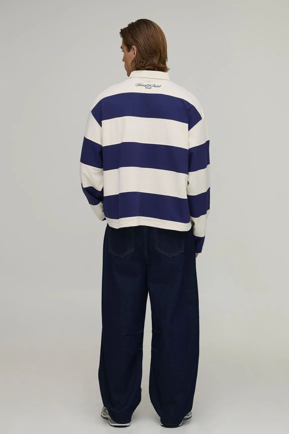 Polo Rugby Oversize Coupe Boxy À Manches Longues Rayures Italia