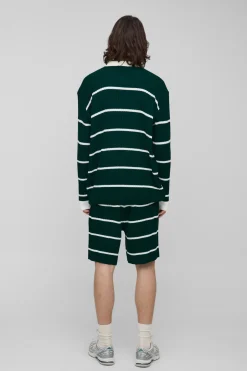 Polo rugby oversize tricoté à rayures pour grande taille