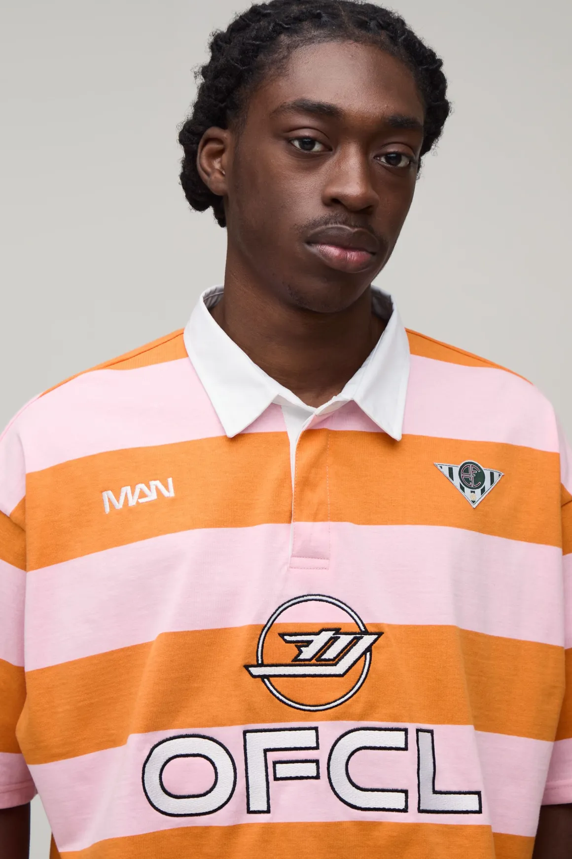 Polo Rugby Rayé Brodé Oversize Coupe Boxy Homme Sport
