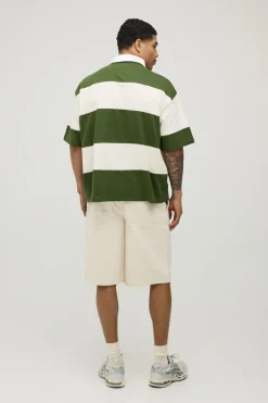 boohooMAN Polo Rugby Rayé Los Angeles À Manches Courtes<Homme T-Shirts