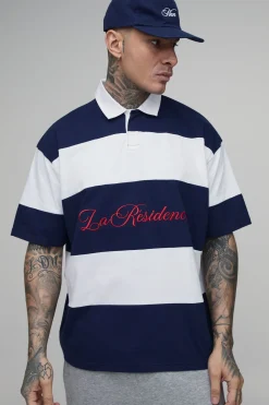 Polo Rugby Rayé Oversize Grande Taille Avec Broderie La Residence
