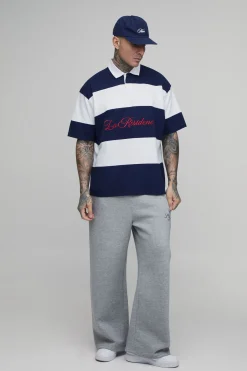 Polo Rugby Rayé Oversize Grande Taille Avec Broderie La Residence