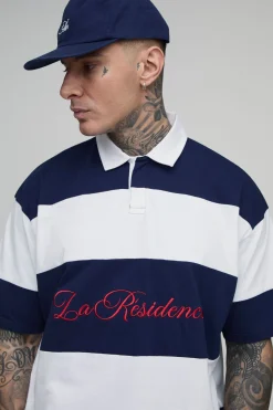 Polo Rugby Rayé Oversize Grande Taille Avec Broderie La Residence