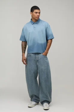 boohooMAN Polo Rugby Rétréci Oversize Homme Script Lavage Spray<Homme Polos