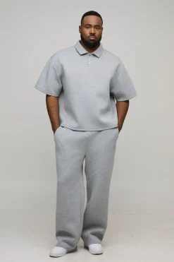 boohooMAN Polo Rugby Scuba Collé Ample Oversize Plus<Homme Polos|Tout Afficher