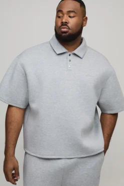 boohooMAN Polo Rugby Scuba Collé Ample Oversize Plus<Homme Polos|Tout Afficher