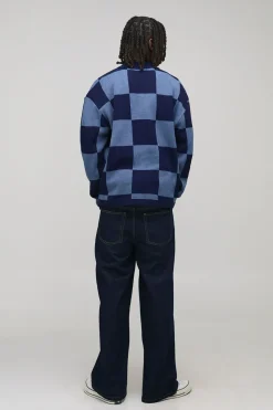 boohooMAN Polo rugby tricoté en jacquard à damier surdimensionné pour homme<Homme Polos|Maille