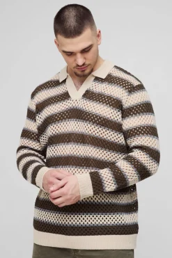 boohooMAN Polo rugby tricoté à rayures pour grande taille<Homme Tout Afficher|Mailles Tall