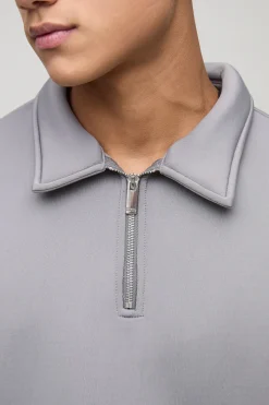 boohooMAN Polo Scuba Oversize à manches courtes collé<Homme Polos