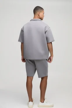 boohooMAN Polo Scuba Oversize à manches courtes collé<Homme Polos